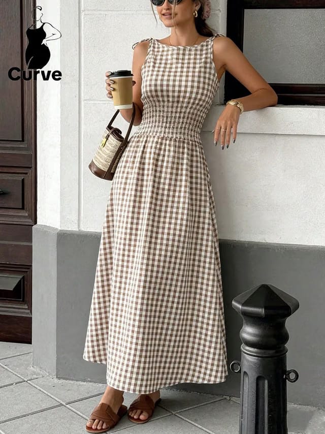 Women's Plus Size Tie Up A-Line Dress