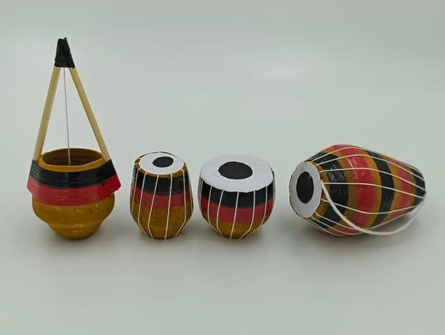 Handcrafted Terracotta Clay Musical Instrument Showpiece Set|TV Unit Decorative Items