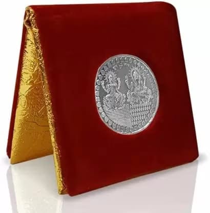 White Metal Coin of Laxmi Ganesh Ji 10 gm with Box for Giftiing Decorative Showpiece - 1 cm (Silver Plated, Silver)