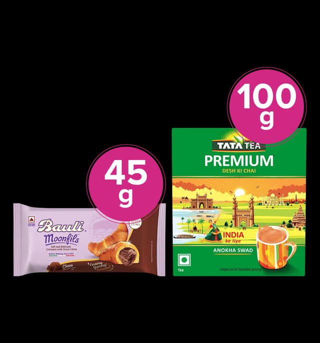 Bauli Moonfils Choco Croissants & Tata Tea Premium Tea Combo