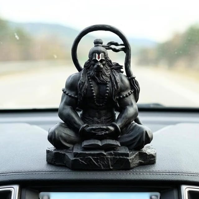 Hanuman Murti – 3.5 Inch Black Polyresin Idol for Car Dashboard, Home & Office Decor – Spiritual Statue for Living Room