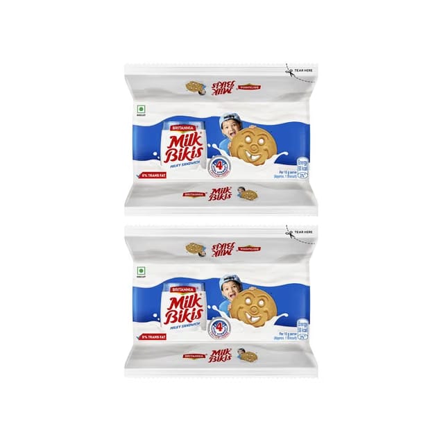 Britannia Milk Bikis Milky Sandwich Creme Biscuits