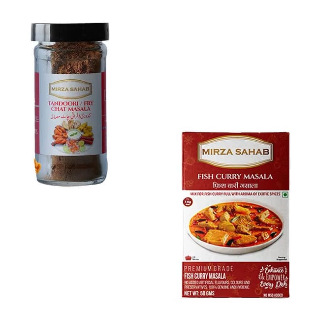 Mirza Sahab Combo Pack of Tandoori Fry Chat Masala & Aromatic Goan Fish Curry Masala