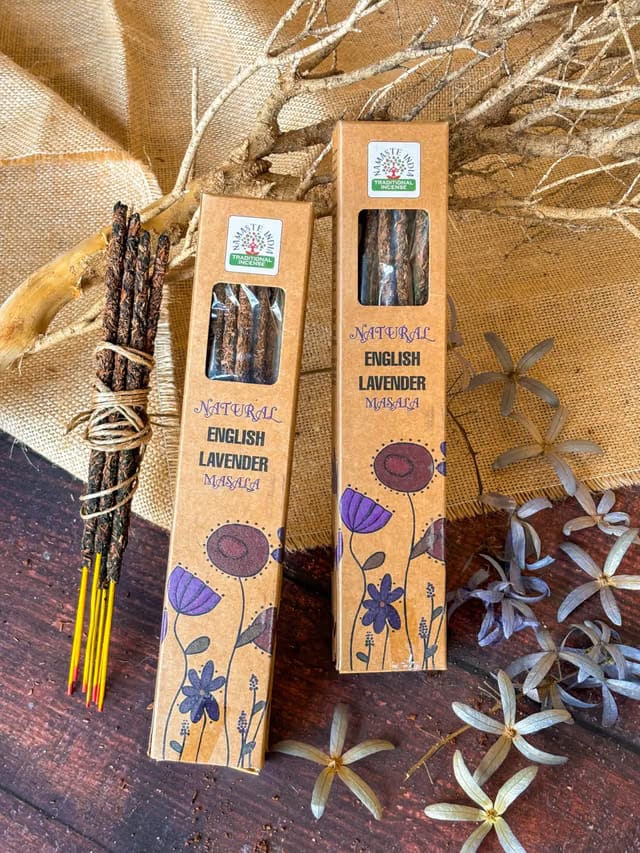 Namaste India - Lavender Natural Smudge Incense Sticks- Set of 2 Agarbatti Boxes