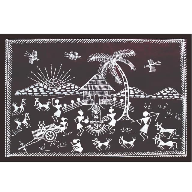 Mad Masters Warli Framed Photo, Wall Hanging Home Decor Painting for Living Room & Bedroom Decoration