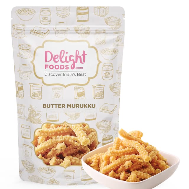 Delight Foods Butter Murukku 350g - Karnataka Classic Snacks |Fried in Cold Pressed Sunflower Oil