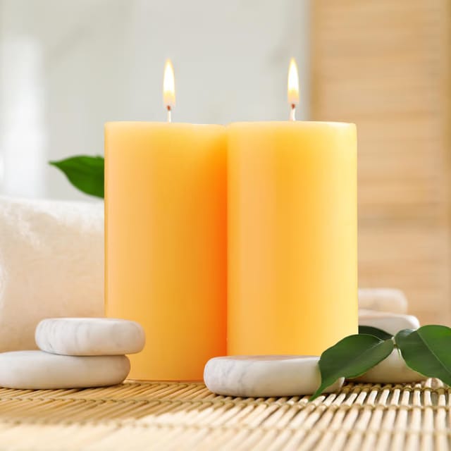 Set of 2 Fragranced Pillar Candles Mango Sorbet - Premium Scented Aromatherapy Candles for Home Décor, Relaxation