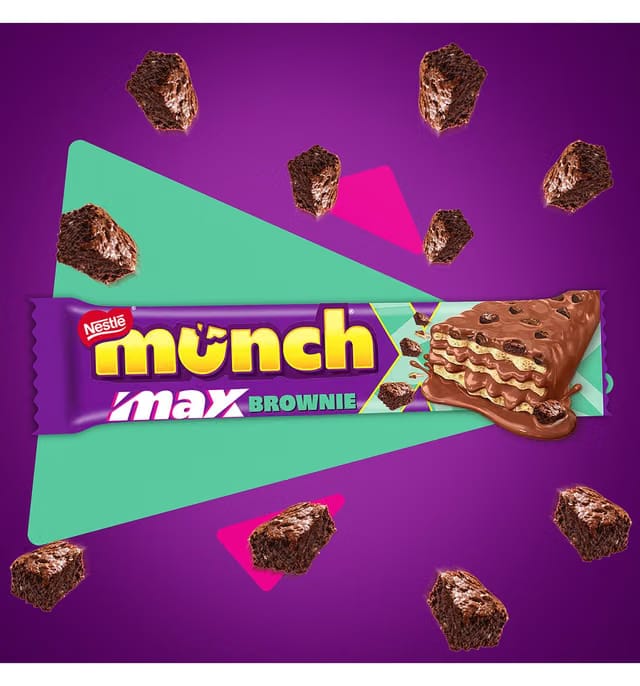 Munch Max Brownie, Crunchy Wafer With Cocoa Brownie Bits