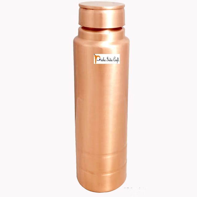 Prisha India Craft Pure Copper Bottle, Lacquer Coated New Grip Design Water Bottles, Capacity