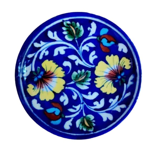 Potterywalaz Jaipur Blue Pottery Decorative Wall Hanging Handmade Plate (5 inch)