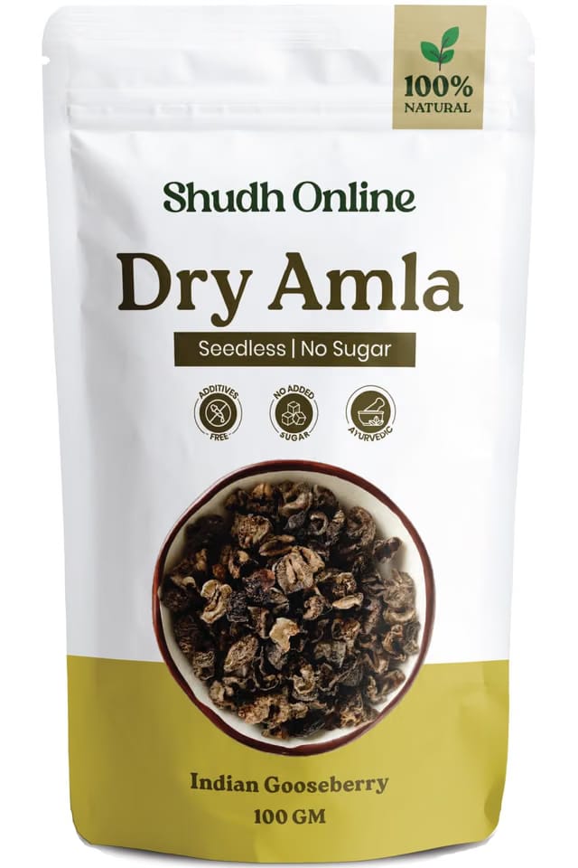 Shudh Online Dry Amla Pieces - Hair growth, Eating (Saboot, No salt, Fruit), Sukha Awla, Aavla Sabut, Dry Gooseberry