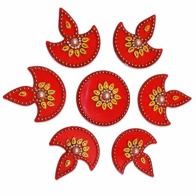 Salvus APP SOLUTIONS Handcrafted Acrylic Artificial Rangoli Diya Set