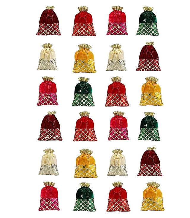 Velvet Potli Batwa Bag Bridal Purse Women handbag Shagun Pouch Return Gifts MultiColor