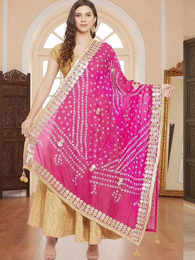 KALINI Women Bandhani Tie & Dye Dupatta