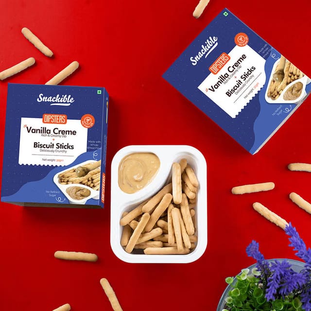 Snackible Dipsters - Biscuit Sticks With Vanilla Dip (No Refined Sugar)