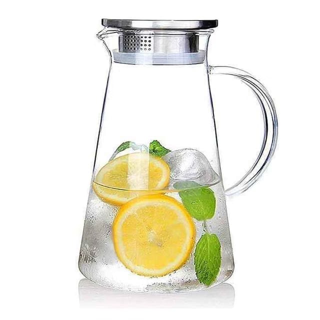 Borosilicate Glass Water Jug With Handle Juice Beverage Carafe 1.8 Ltr (Bpa Free)