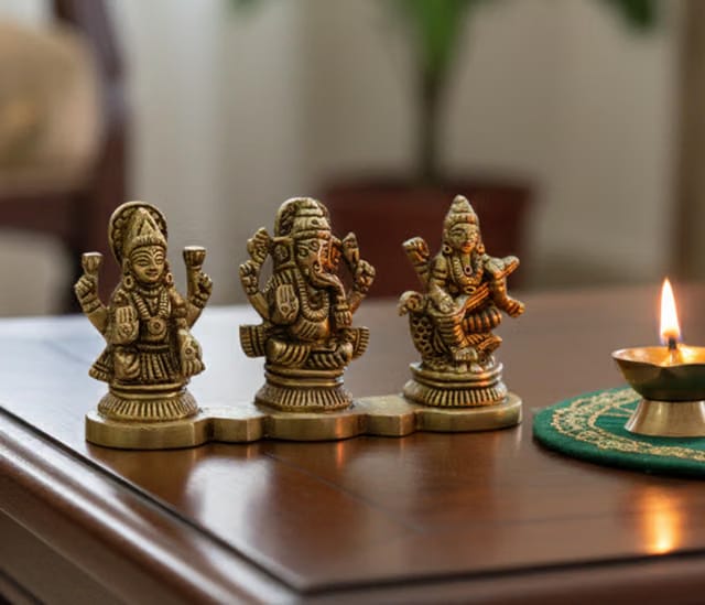 Brass - Laxmi Ganesh Saraswati Idols