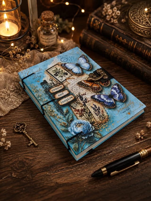 Design Dimension – Handmade Cardboard Printed Diary With Vintage Lock Cum Notepad