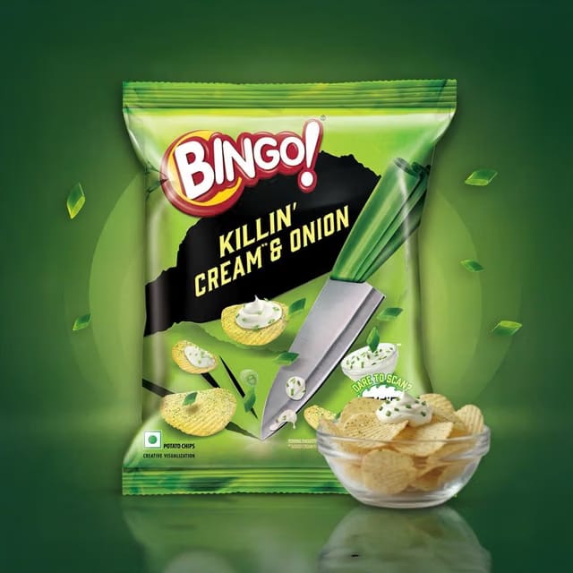 Bingo Cream and Onion Potato Chips