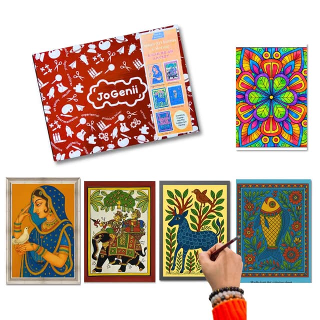 Indian Art Forms Coloring Kit: Handcrafted Sheets, Color Pens