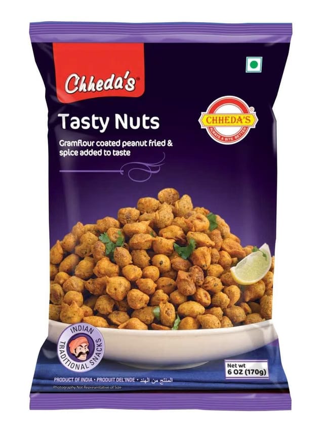 Chheda's Tasty Nuts, Gramflour Coated Peanuts, Spiced, 170g