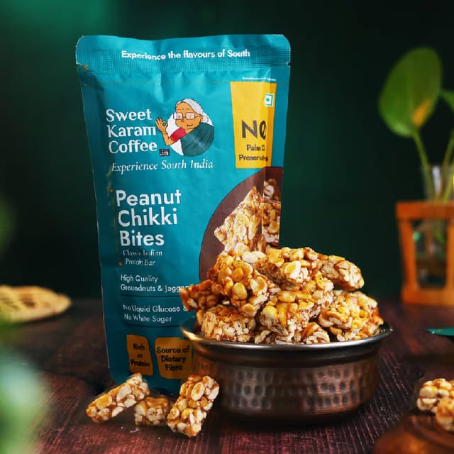 Sweet Karam Coffee Peanut Chikki Bites - No White Sugar / No Liquid Glucose