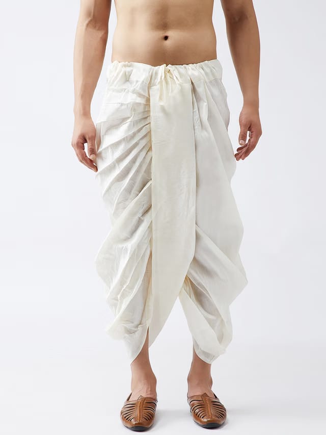 SOJANYA Men Off-White Solid Veshti