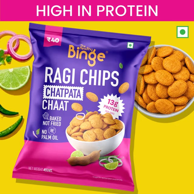 The Healthy Binge Ragi Baked Chips Chatpata Chaat- High Protein & Fibre