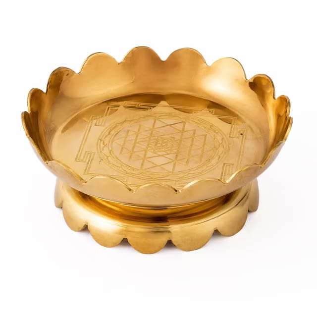 Brass Shree Yantra Lotus Stand