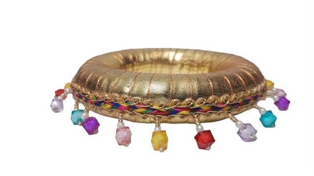 Gold Fabric indhoni with Multicolour Beads PRO Enterprises Decorated Kalash Stand Indoni Rajasthani and GUJRAT Handmade