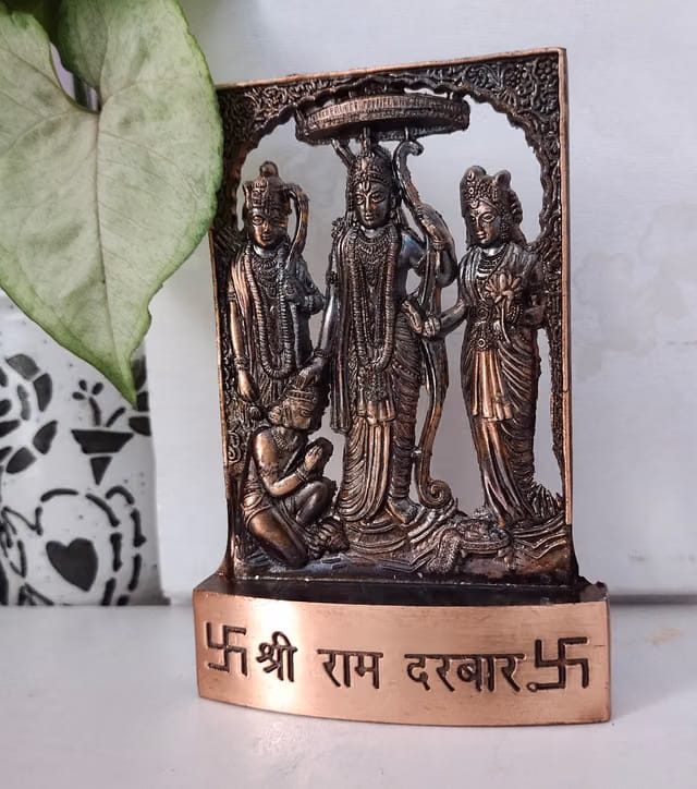 Amishi Handicraft Metal Ram Darbar Auspicious Indian Art Statues Idol For Car Dashboard Mandir Pooja Murti Temple Puja