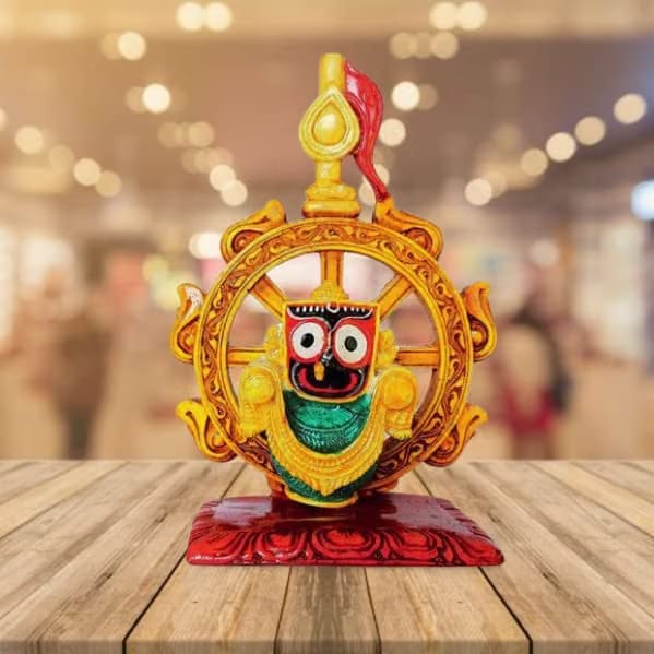 Marble Idol of Lord Jagannath in Nilachakra-15 cm(Set of 1,Multicolour)