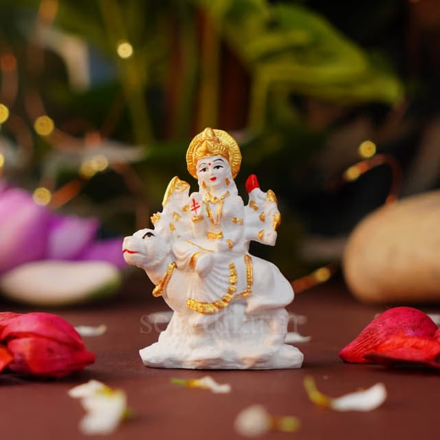 Servdharm Goddess Durga Idol Resin Murti Maa Durga Idol Statue for Desk, Car, and Home Decor, 2 Inches (Maa Durga)