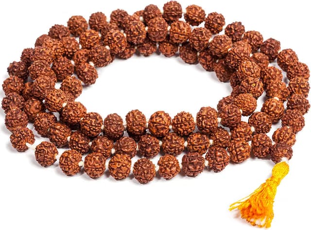 Petrichor Certified Original Rudraksha Mala (Brown, 9-10mm) with Certificate for Wearing and Japa Mala (5 Mukhi Mala