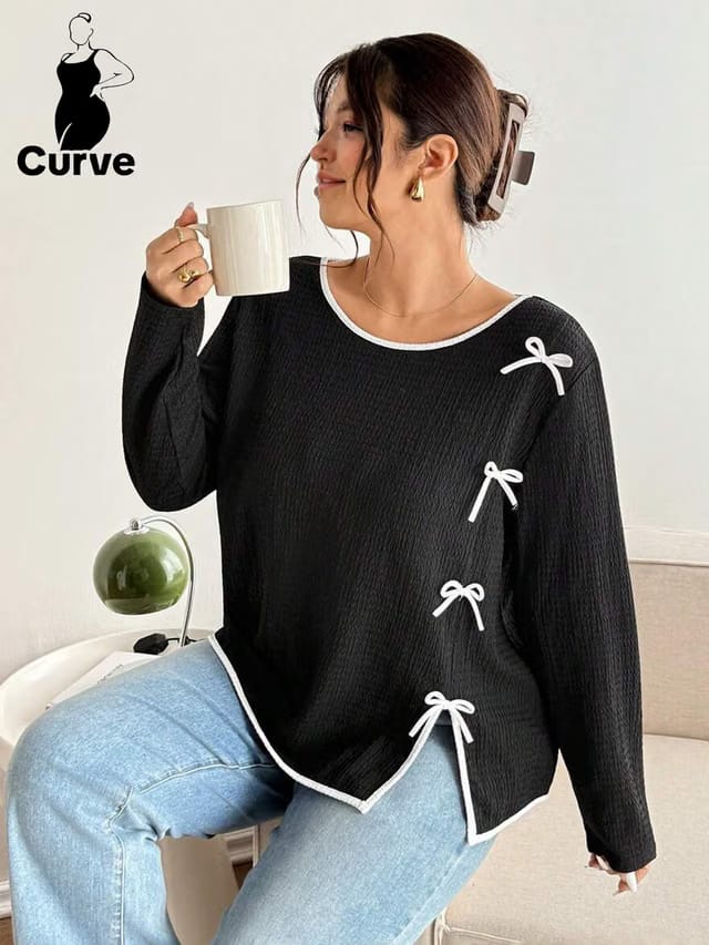 Women's Plus Size Bow Top