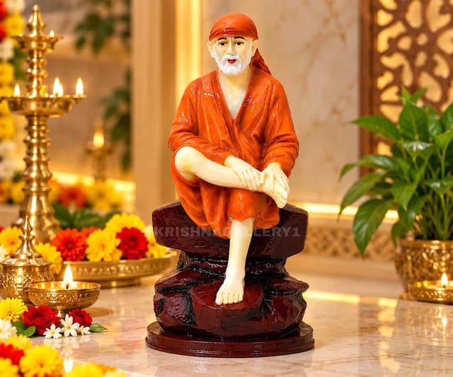Antique Action Shirdi Sai Baba Murti For Pooja Sai Statue Idol For Home Decoration 4 Inch,Resin,Brown