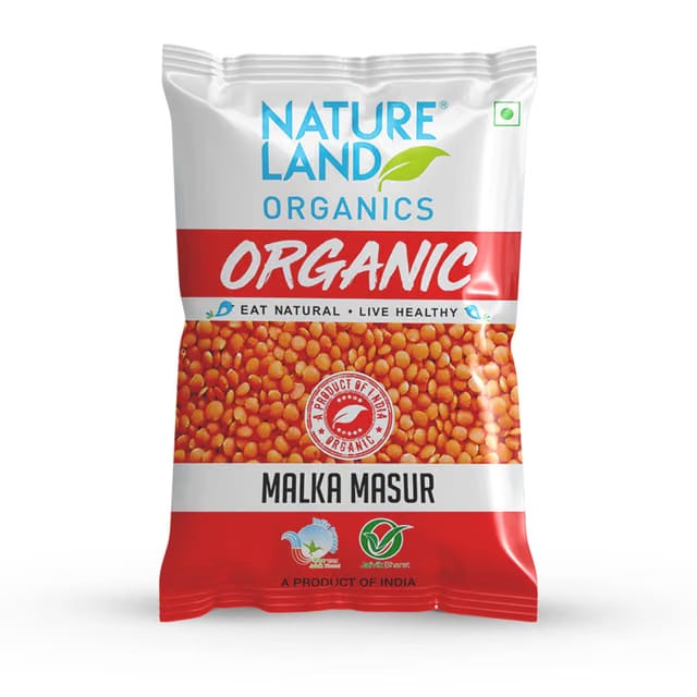 Natureland Organics Malka Masoor Dal/Red Masoor Dal 1 Kg - Organic Dals and Pulses - Organic Food
