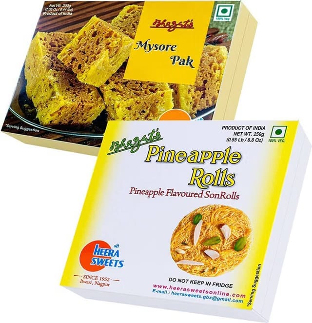 Bhagat's Heera Sweet Delicious Mysore Pak 200gm & Pineapple Sonroll
