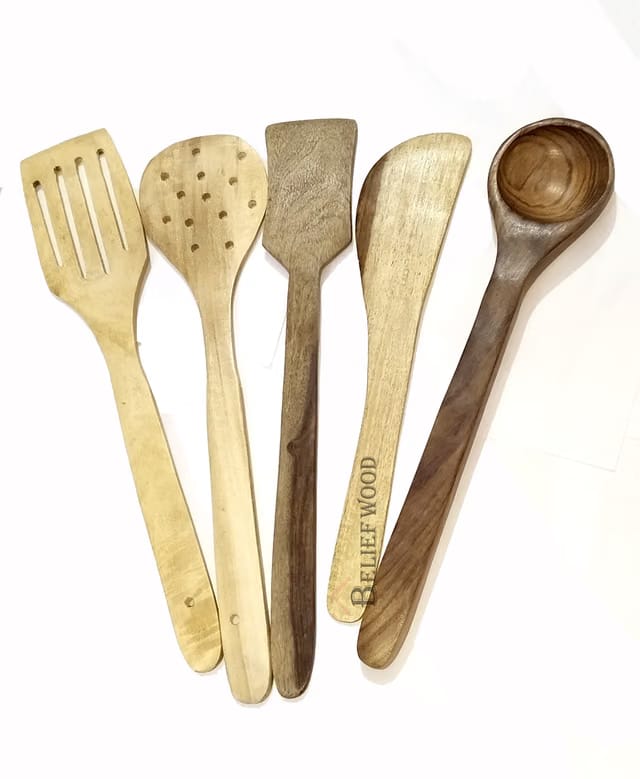 100% Natural Neem Wood for Cooking Wooden Spatula Best for Non Stick Pan Wooden ladle and Spoon for Kitchen