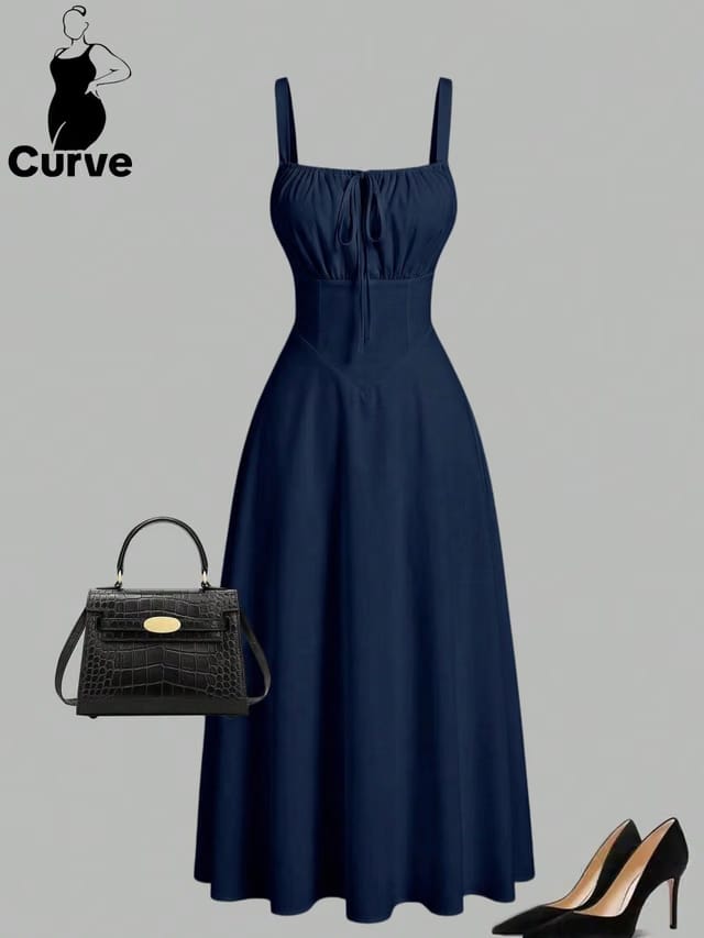 Women's Plus Size Gathered A-Line Dress