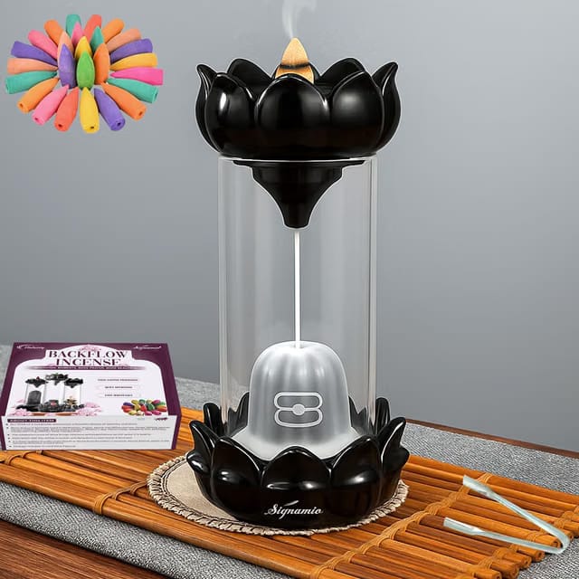 SIGNAMIO Ceramic Shivling Shiva Backflow Smoke Fountain 30 Cones - Tilak