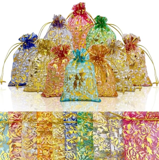 VRB Dec Tm 25Pcs Potli/Potli Bags For Return Gifting/Gifts,Small Gift Bags/Jute Potli Bags/Pouch For Gifting,Gift Bags