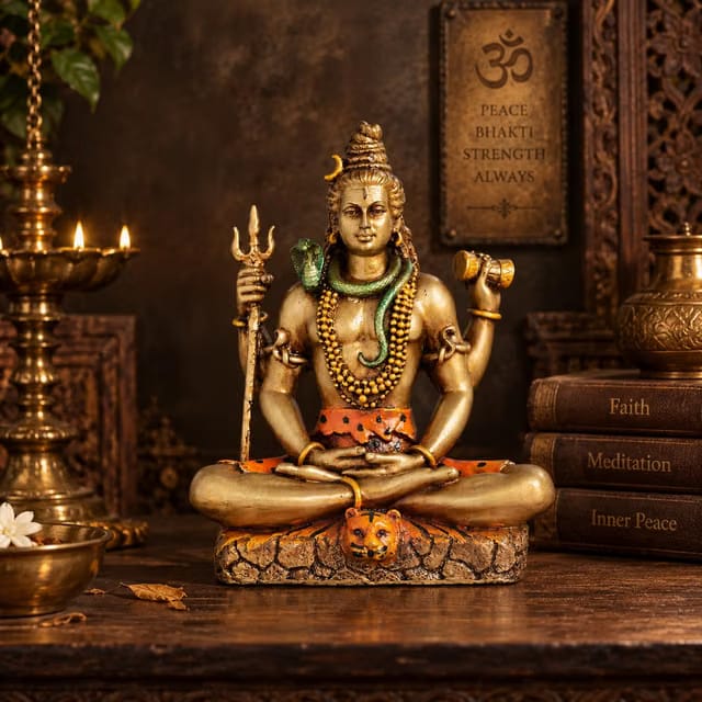TIED RIBBONS Resin Lord Shiva Statue Blessing Big Idol Sculpture Murti Showpiece (Large, 20 cm X 17 cm)