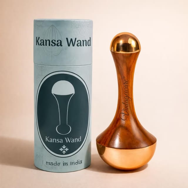 ® 2-in-1 Kansa Wand Face & Foot Massager with Teak Wood Handle