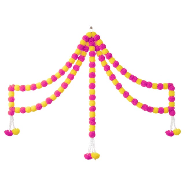 HOME GENIE Artificial Marigold Fluffy Flower/Genda Phool Garlands String for Diwali, Festival, Office