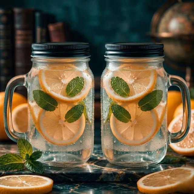 Mason Jar Mug with Lid and Handle