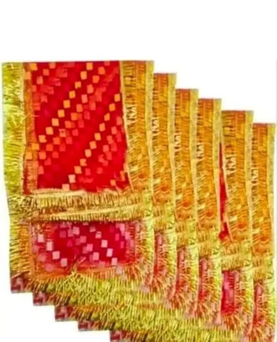 GIRLYZ ATTIRE Mata Ki Chunri for Navratri Puja/Pooja Chunari (SQUARE POLKA DOT)