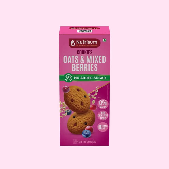 Nutrisum Oats Cookies - No Added Sugar - Mixed Berries