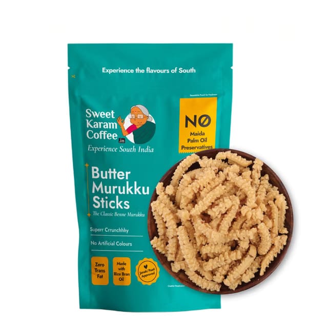 Sweet Karam Coffee Butter Murukku (Benne Murukku) Sticks