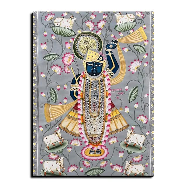 Chalk My Theme Shrinath Ji Pichwai Painting Wood Print Wall Art Home Decor, Living Room, Bedroom, Cafe